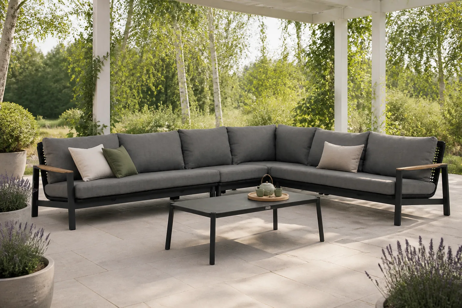 Sfeerfoto van Coco Ralph/Rimini hoek loungeset 5-delig – Grijs-antraciet