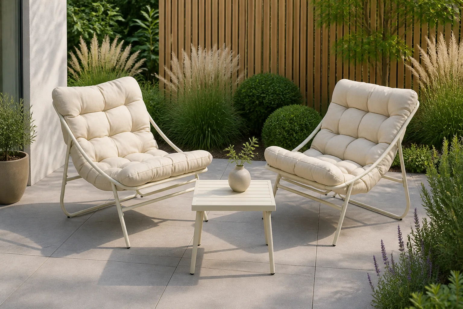 Sfeerfoto van Buitengewoon de boet Balkonset 3 dlg Creme