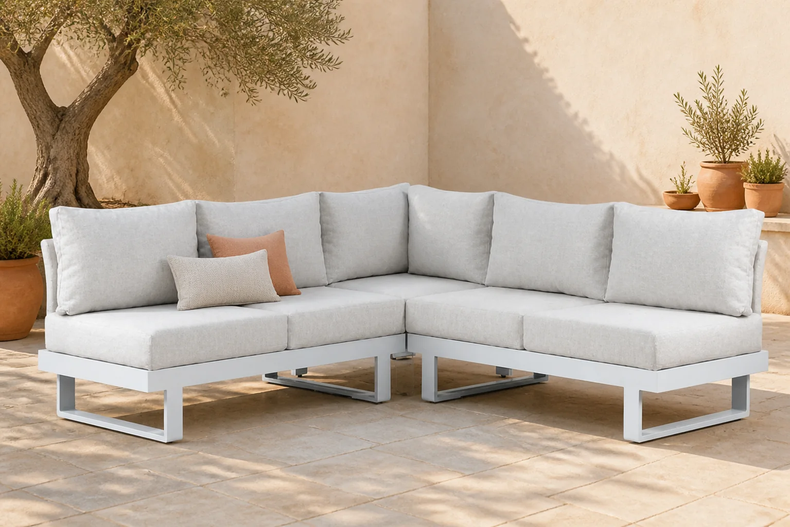 Sfeerfoto van Lifestyle Garden Furniture Lorenzo hoek loungeset 3-delig – Wit