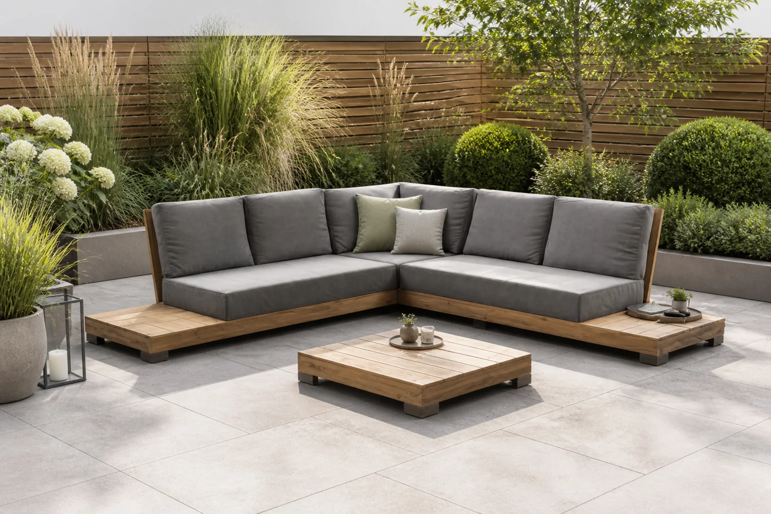 Sfeerfoto van Lifestyle Garden Furniture Hilton hoek loungeset 4-delig – Old teak greywash