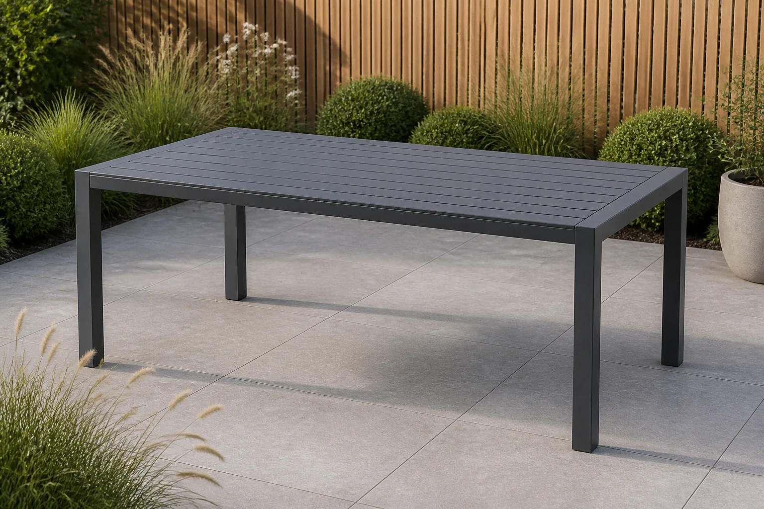Sfeerfoto van Hartman Living table tafel 220X105 Alu Slat – grijs