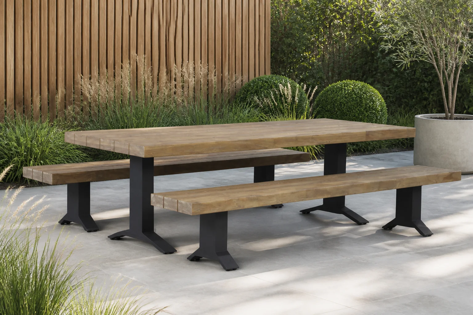 Sfeerfoto van Santika Furniture Superior/Superior 260 cm picknickset 3-delig – Old teak greywash