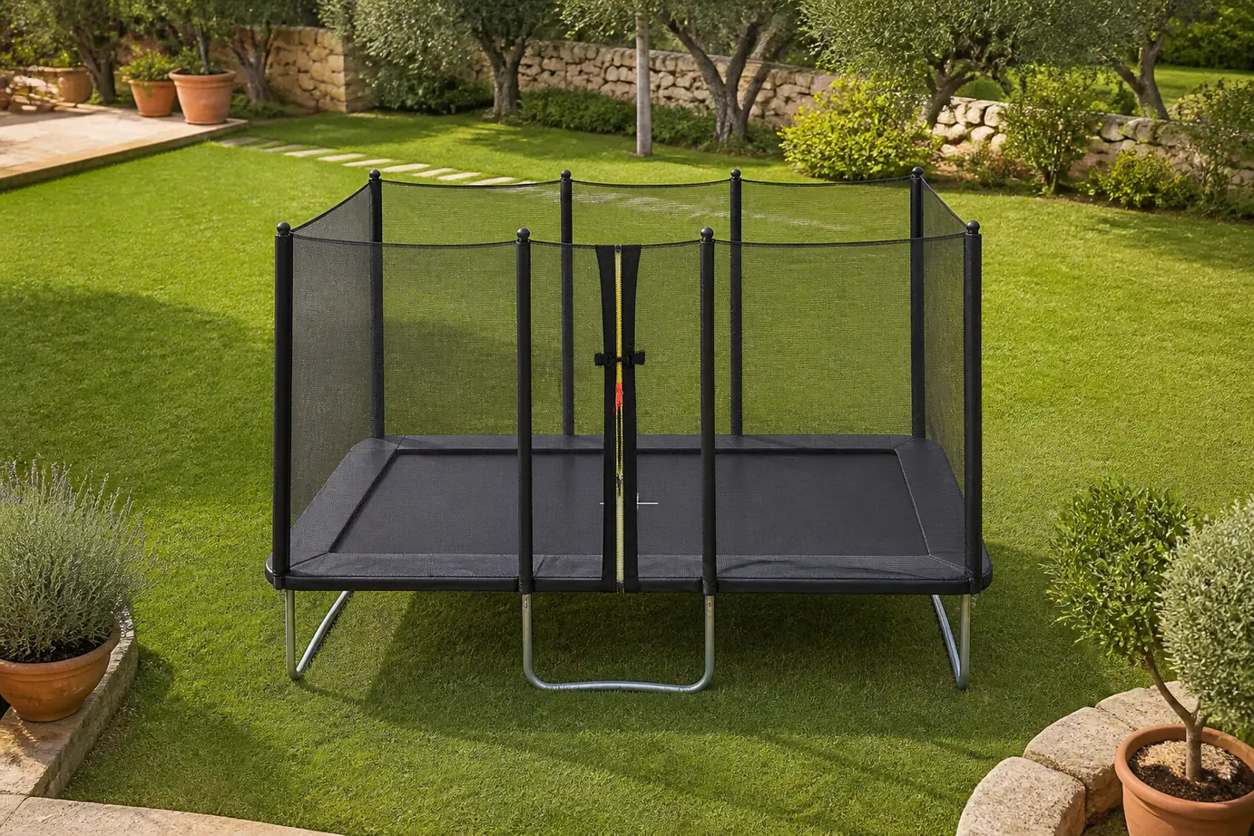 Sfeerfoto van High Life trampoline 214x153x80 cm – zwart