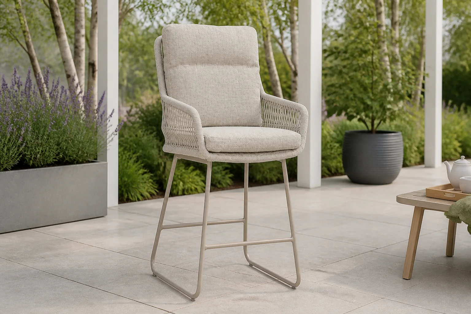 Sfeerfoto van Lifestyle Garden Furniture Vicente dining barstoel loft – Zand/Beige