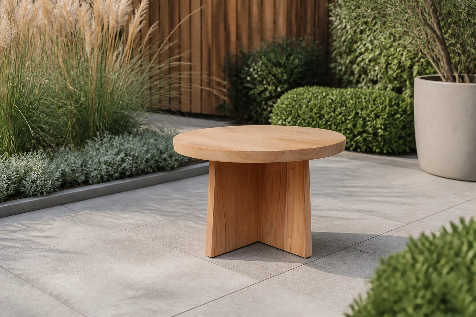 Sfeerfoto van Buitengewoon de boet Capivara Teak Salontafel dia70,5 cm – bruin