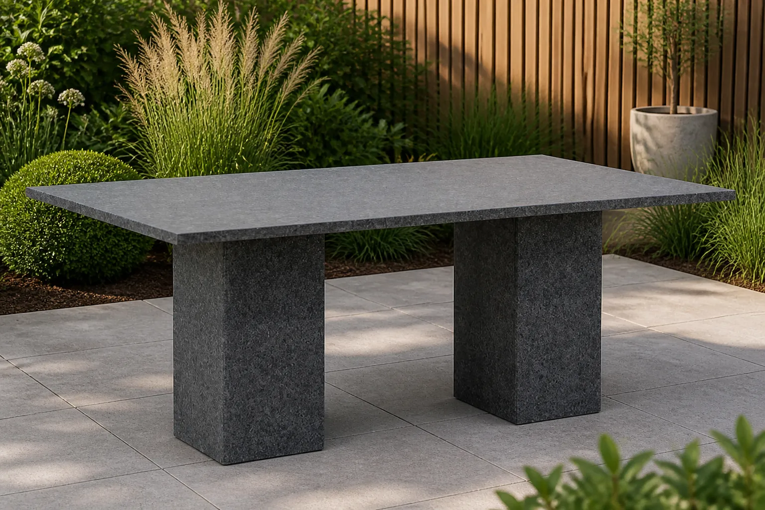 Sfeerfoto van Garden Collections Graniet dining tuintafel 180 x 100 cm – Grijs-antraciet