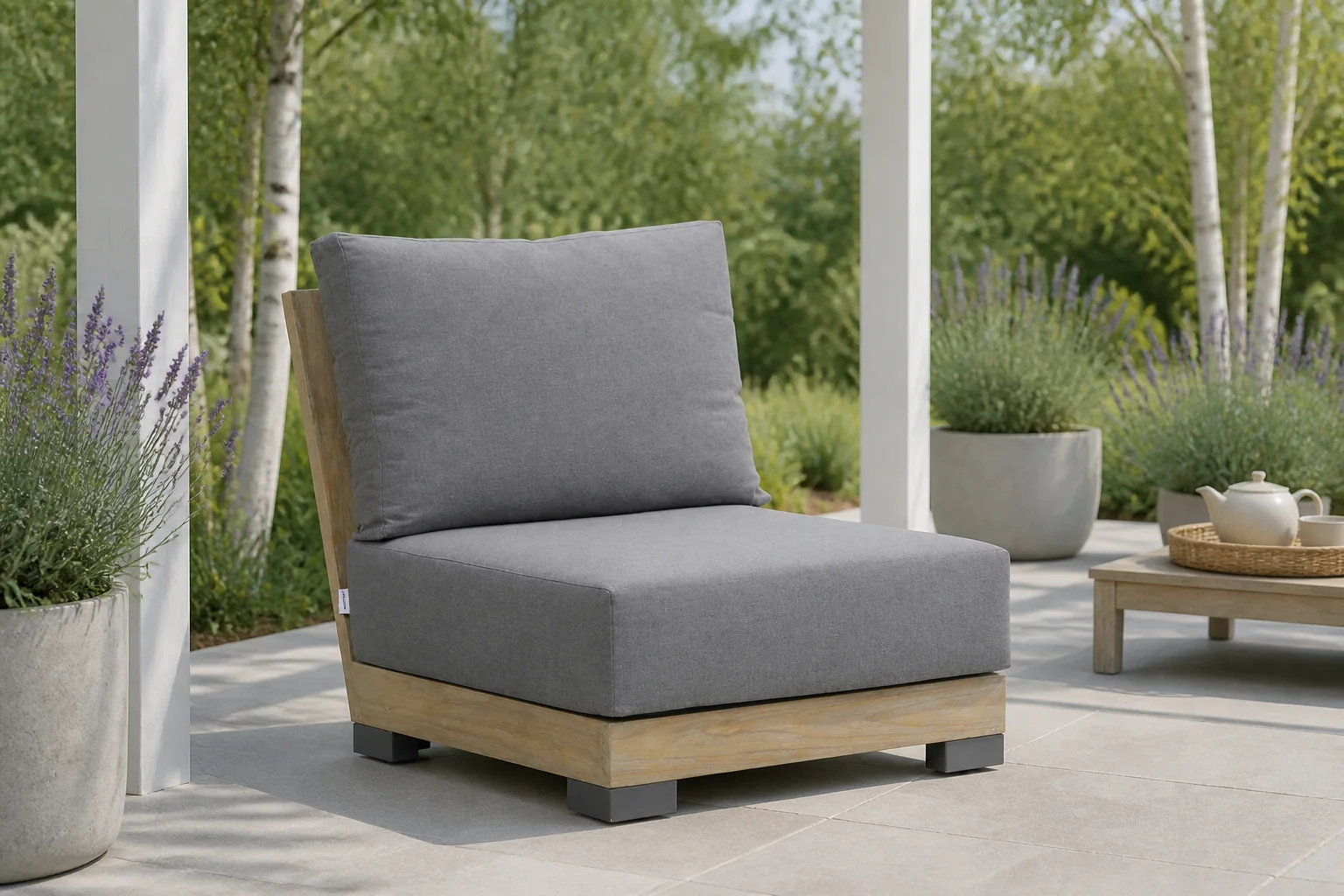 Sfeerfoto van Lifestyle Garden Furniture Hilton midden module – Old teak greywash