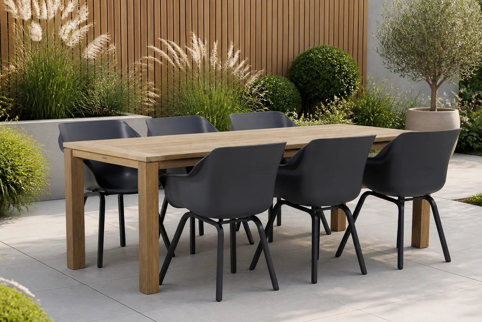 Sfeerfoto van Hartman Sophie element/Bristol 220 cm dining tuinset 7-delig – Grijs-antraciet