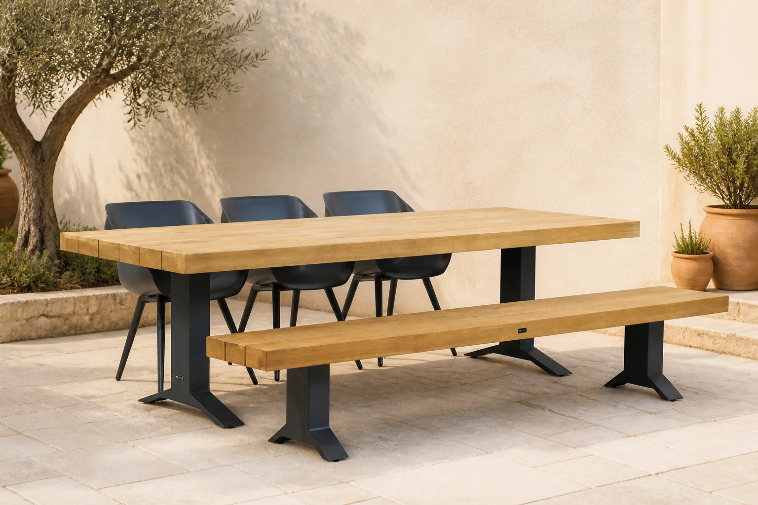 Sfeerfoto van Hartman Sophie element/Superior 260 cm dining tuinset 5-delig – Grijs-antraciet