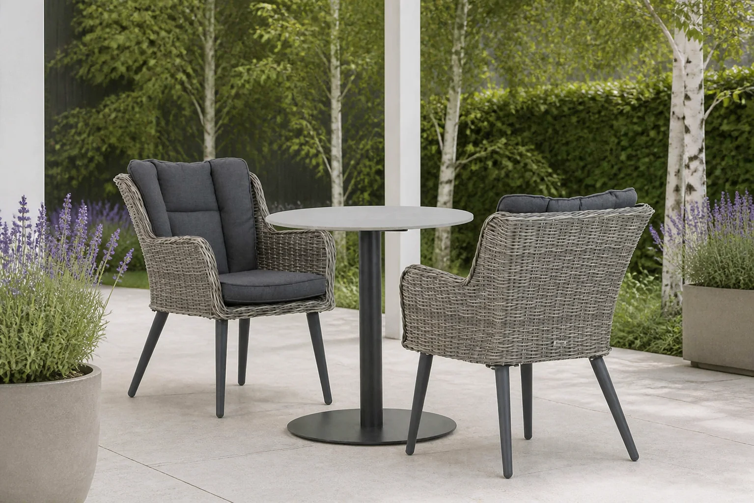 Sfeerfoto van Garden Collections Boston/Como 70 cm bistroset 3-delig – Grijs-antraciet