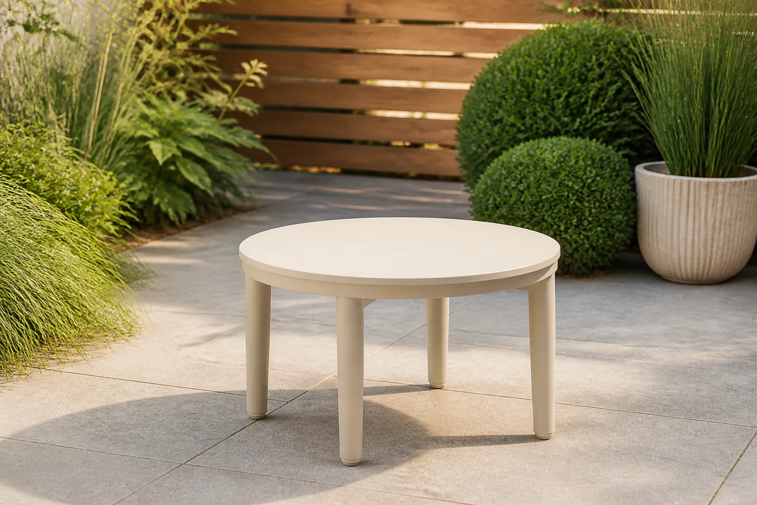 Sfeerfoto van Coco Ibiza loungetafel ø 50 cm – Taupe-naturel-bruin