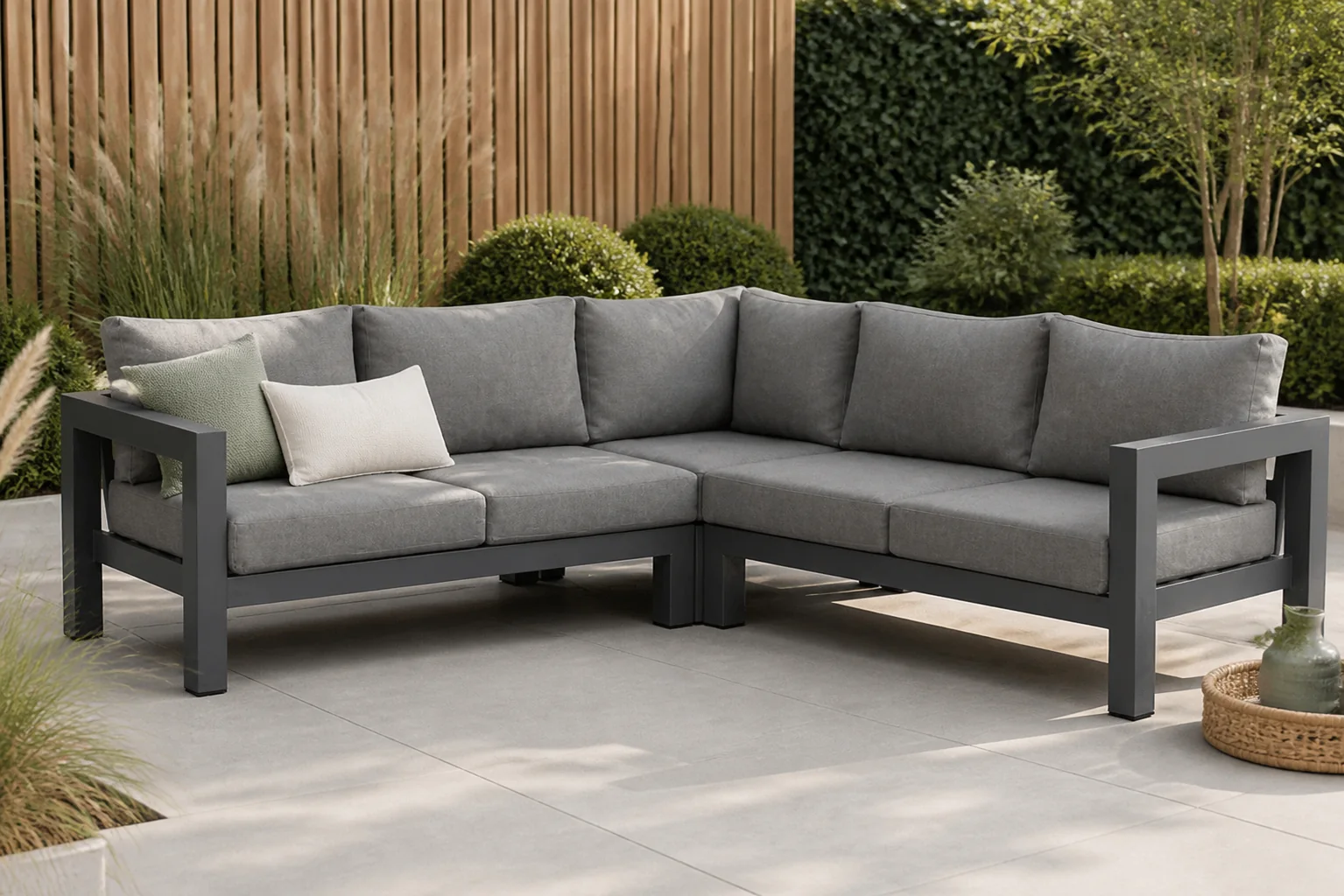 Sfeerfoto van Lifestyle Garden Furniture Luca hoek loungeset 3-delig – Grijs-antraciet