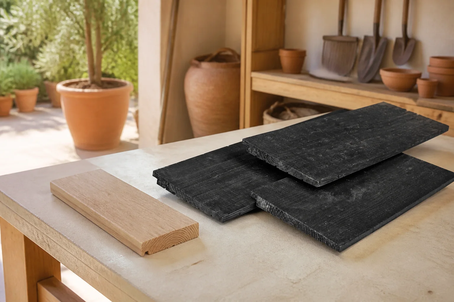Sfeerfoto van Tuindeco Zweeds rabat Excellent douglas zwart geimpregneerd 1,2/2,7×19,5×400 cm