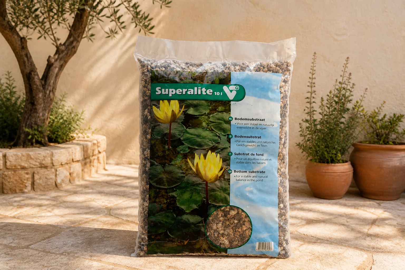 Sfeerfoto van Velda Superalite substraat 7 kg grind 37x28x7