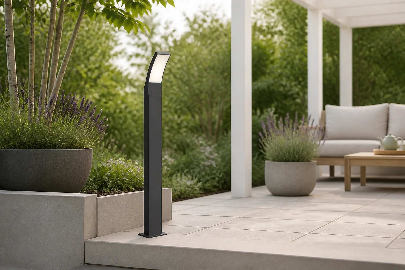 Sfeerfoto van Philips Splay Post Anthracite 12W 27K HV verlichting – grijs;zwart