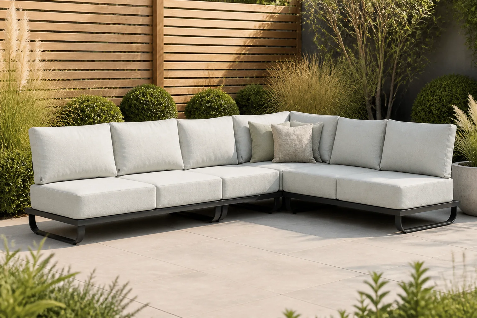 Sfeerfoto van Lifestyle Garden Furniture Venice hoek loungeset 4-delig – Grijs-antraciet
