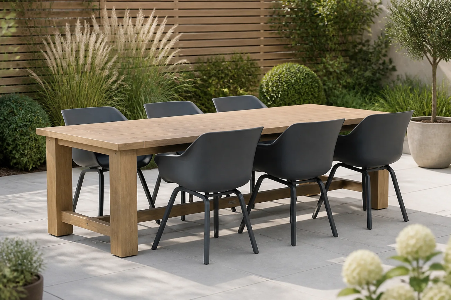 Sfeerfoto van Hartman Sophie element/Fourmile 260 cm dining tuinset 7-delig – Grijs-antraciet