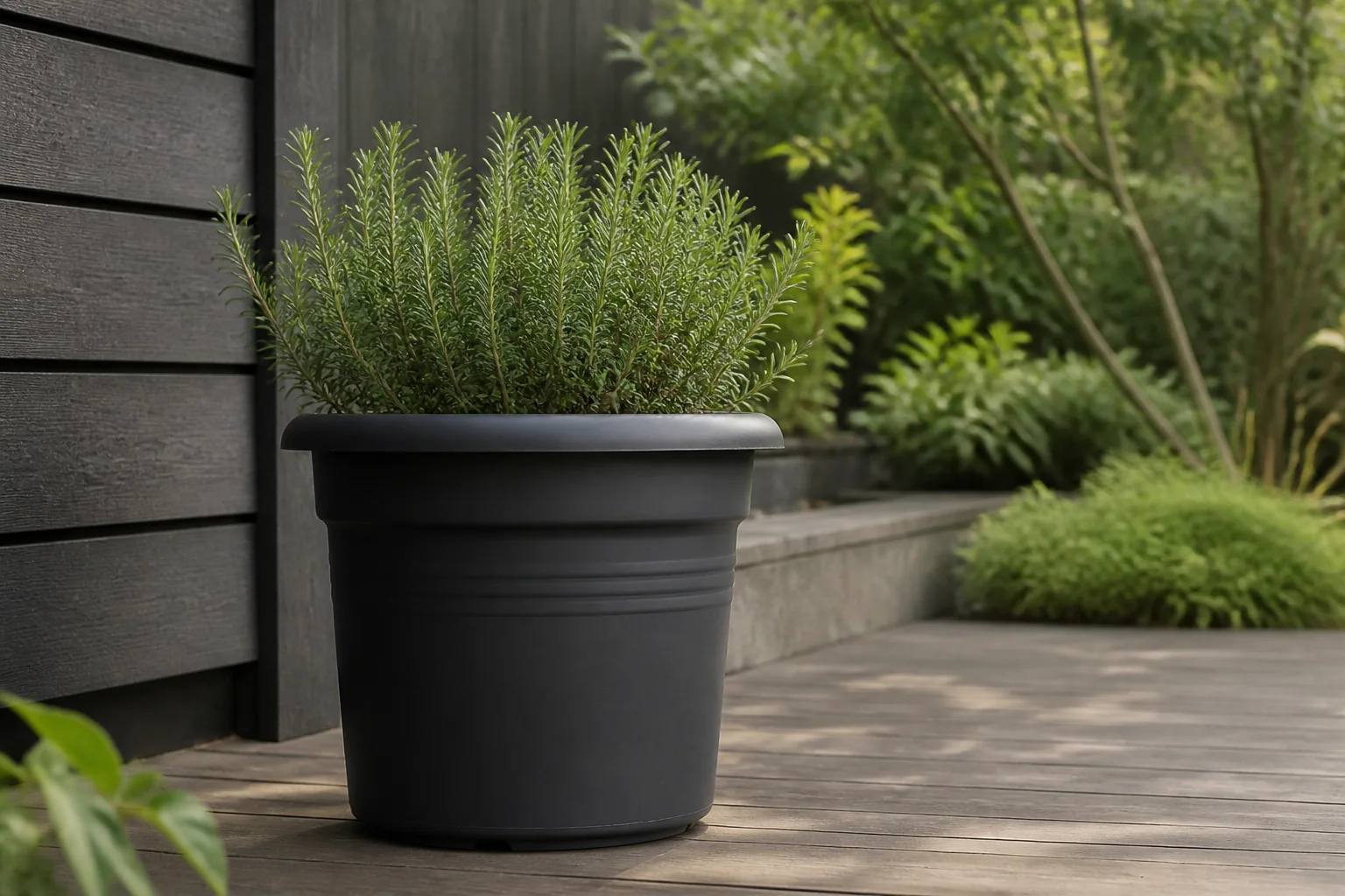 Sfeerfoto van Elho Bloempot Green basics cilinder 40 cm levend zwart