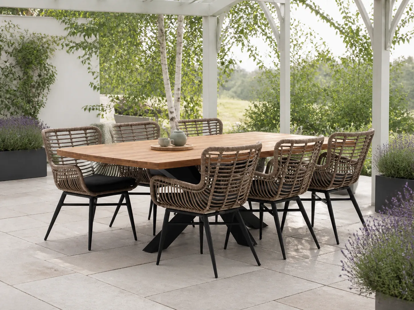 Sfeerfoto van Intenso Furniture Asti/Induno Deens Ovaal 240cm dining tuinset 7-delig – Grijs