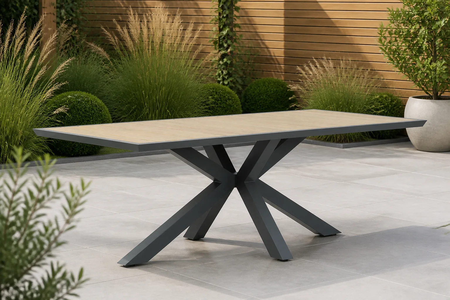 Sfeerfoto van Lifestyle Garden Furniture Palermo dining tuintafel 215 x 100 cm – Grijs-antraciet