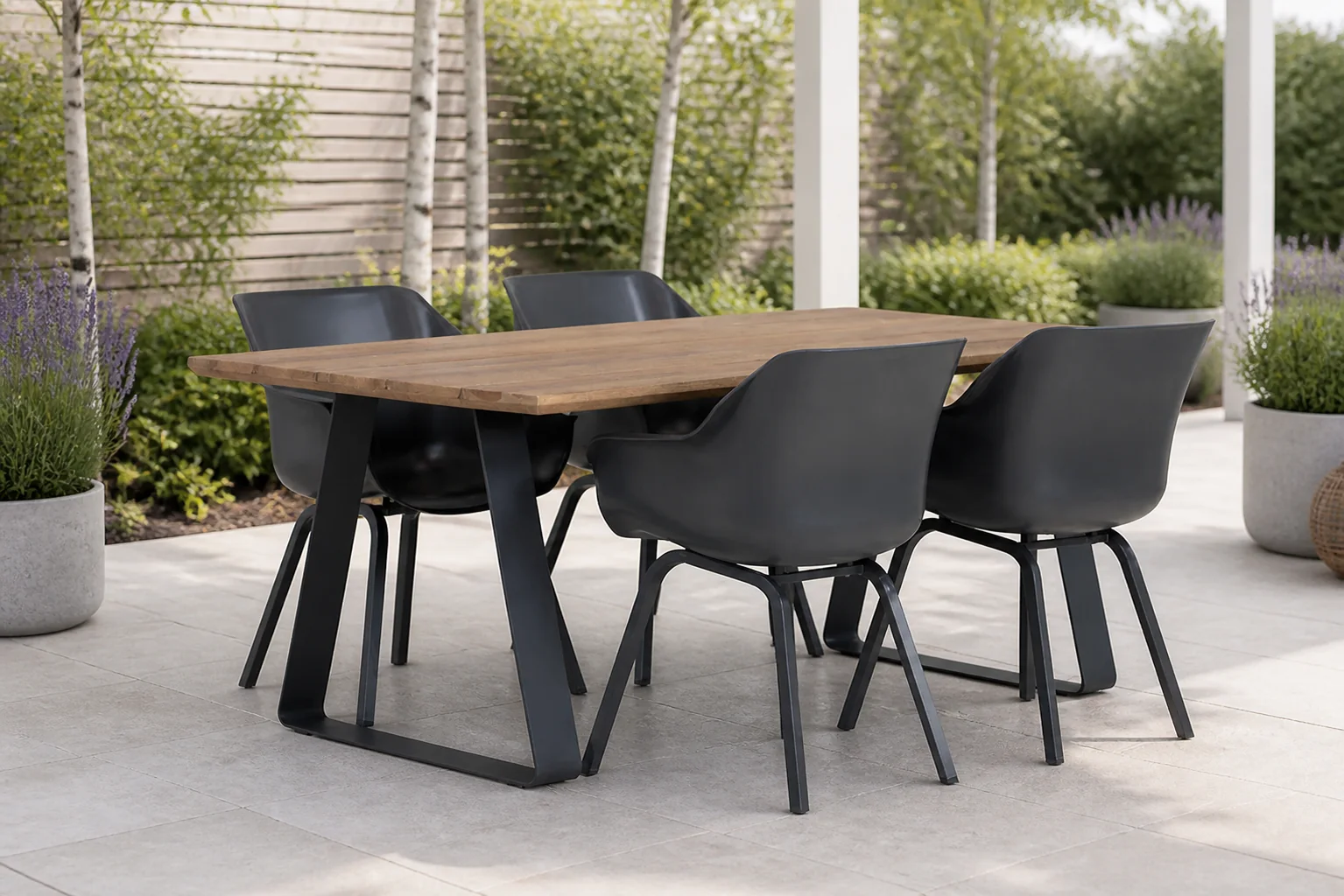 Sfeerfoto van Hartman Sophie element/Palta 180 cm dining tuinset 5-delig – Grijs-antraciet