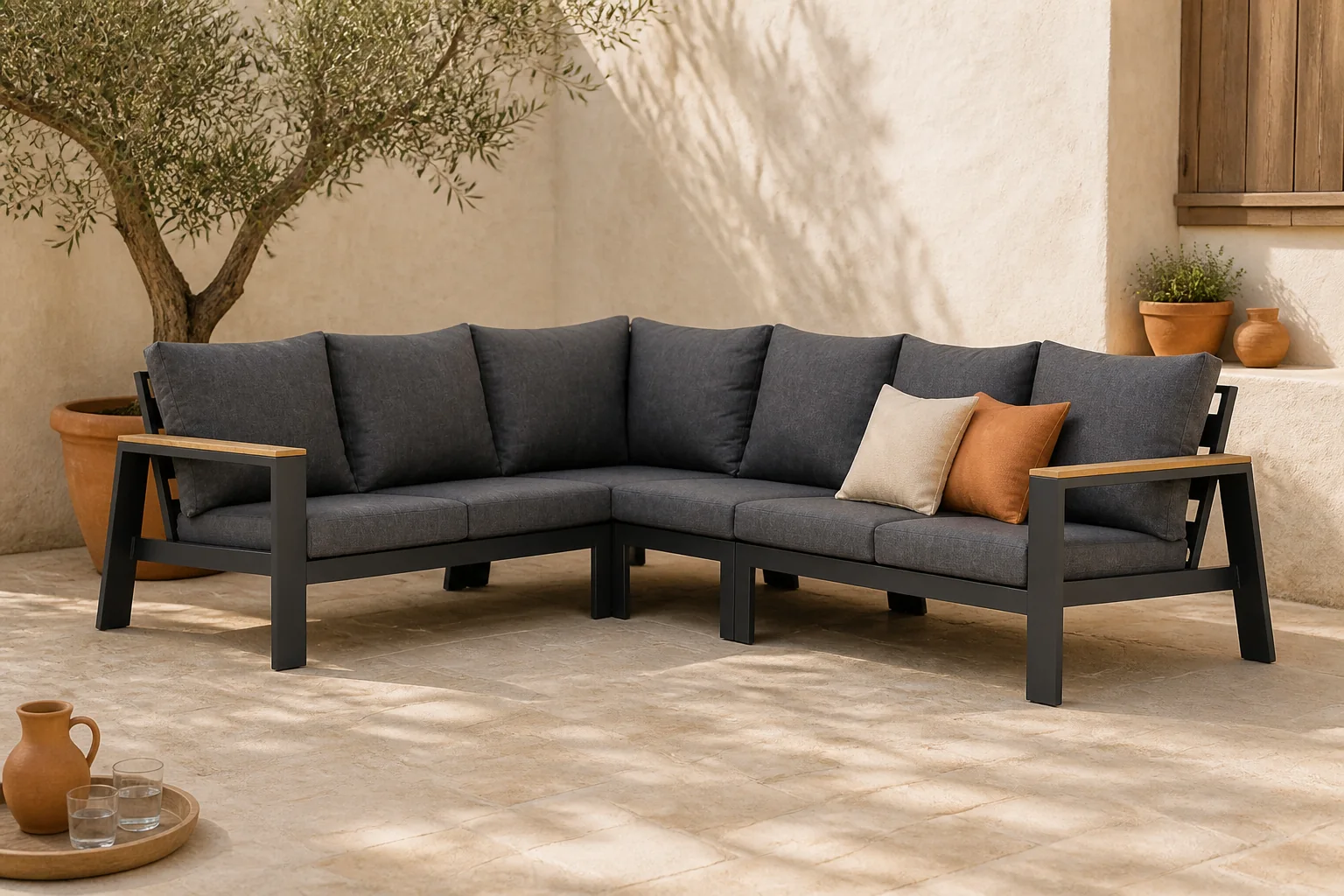 Sfeerfoto van Lifestyle Garden Furniture Marietta hoekset 4-delig – Grijs-antraciet