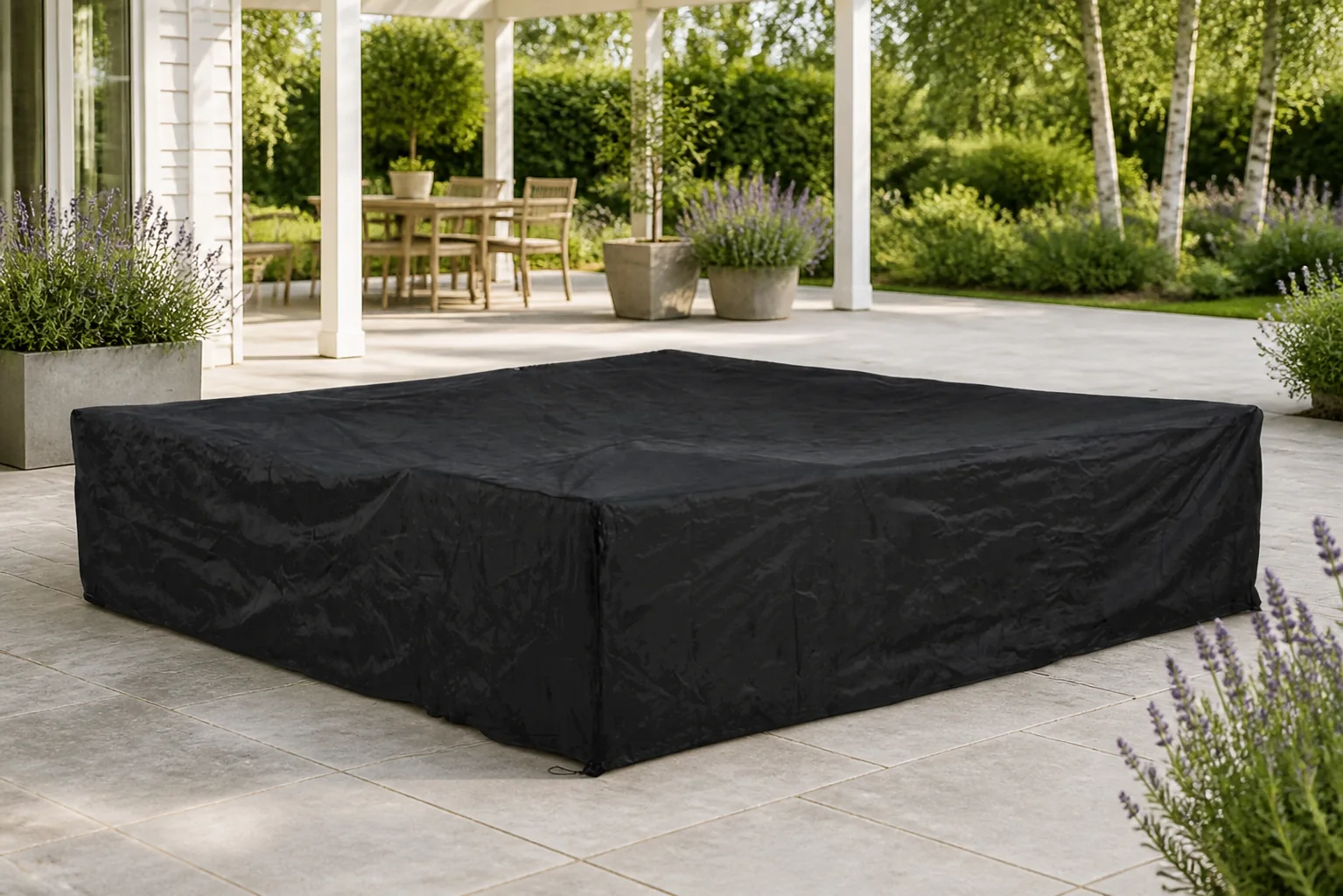 Sfeerfoto van Outdoor Cover loungesethoes 255 x 255 x (h) 70 cm – Grijs-antraciet