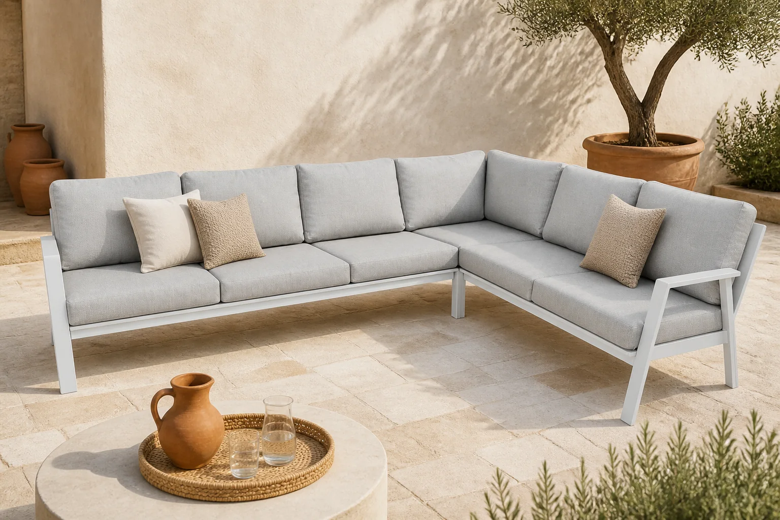 Sfeerfoto van Oosterik home Morrison dining hoekset mist grey – grijs
