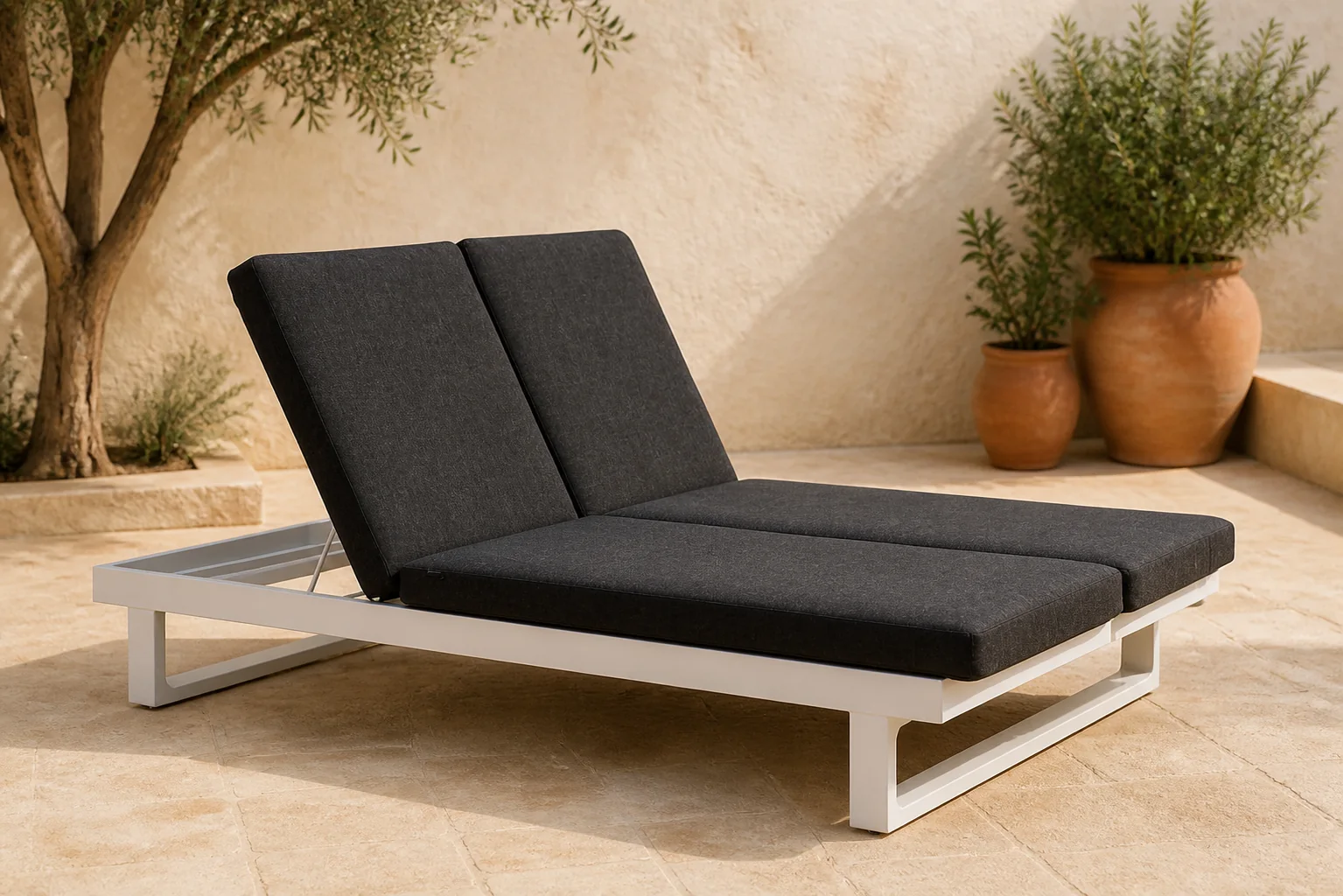 Sfeerfoto van Lifestyle Garden Furniture Massimo ligbed met kussen wit/carbon