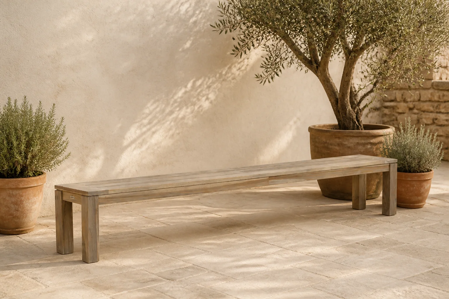Sfeerfoto van Garden Collections Brighton picknickbank 210 cm – Old teak greywash