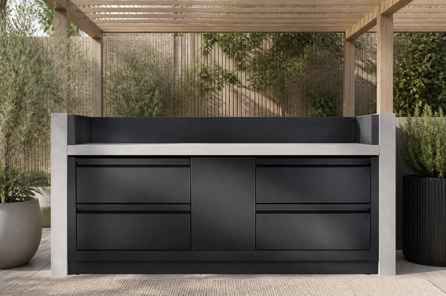 Sfeerfoto van Napoleon grills Onderkast inbouwgrill BIPro825 matzwart