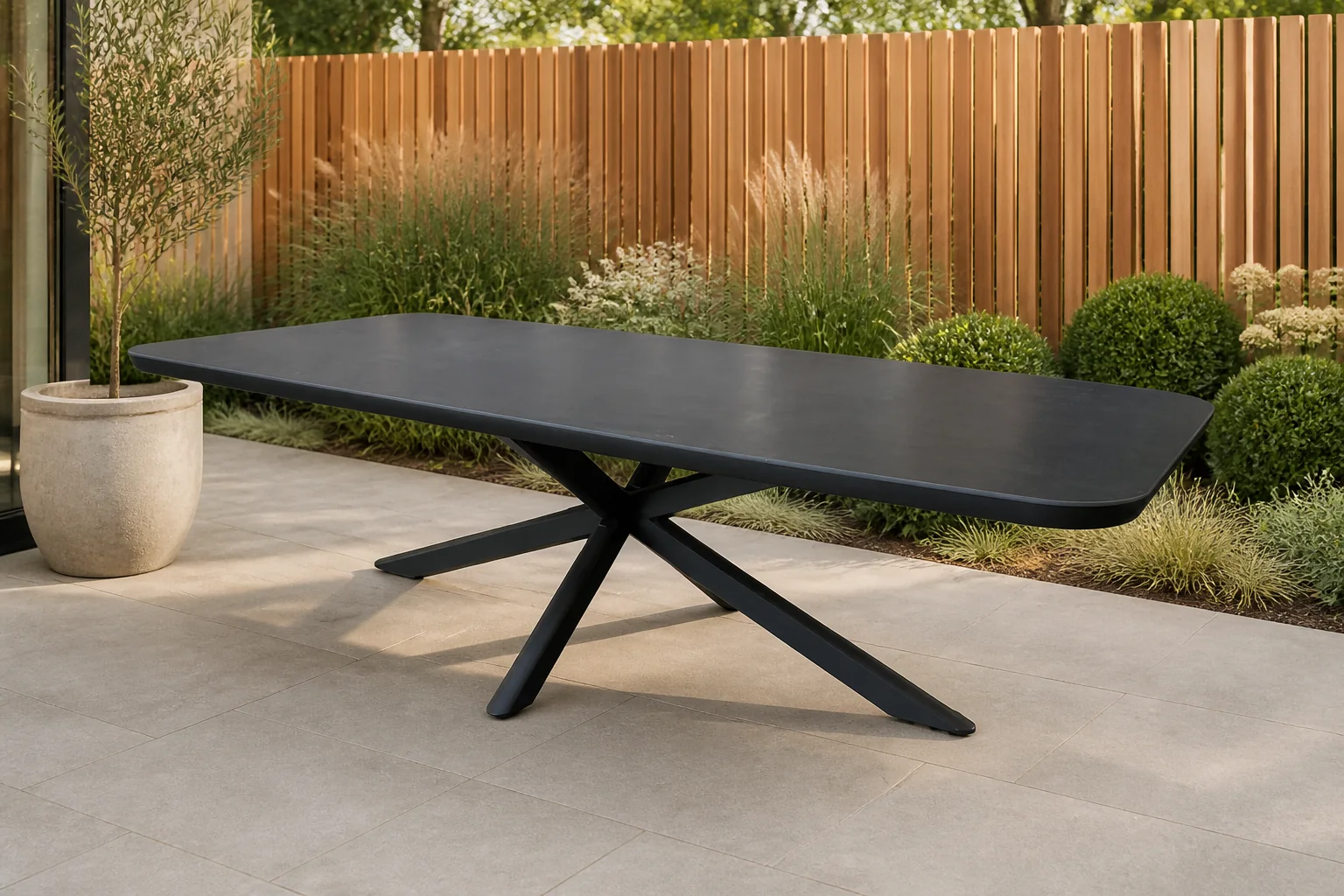 Sfeerfoto van Trestino Gillam Tuintafel Bootvormig 240×110 cm