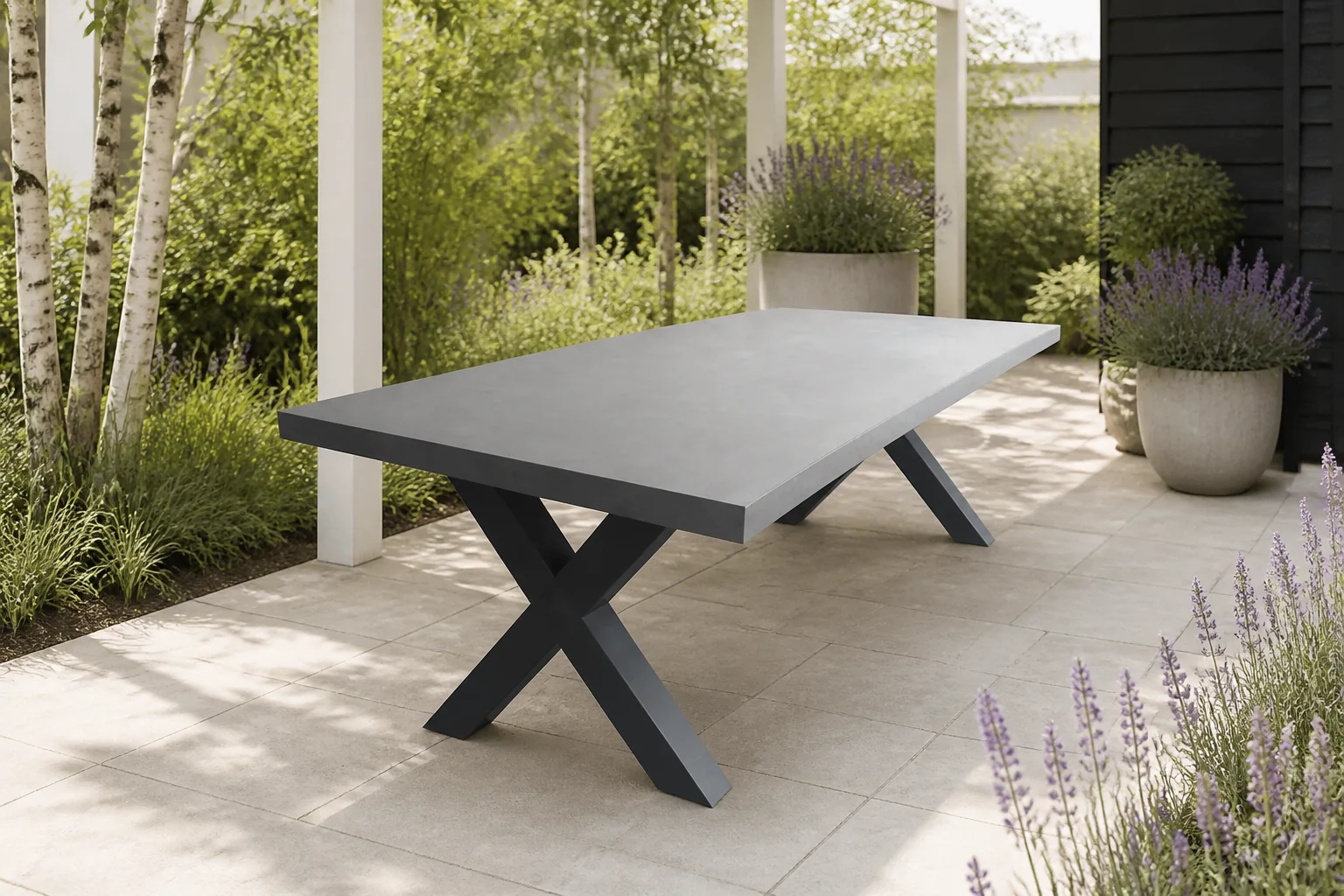 Sfeerfoto van Buitengewoon de boet Torretta Tuintafel 250x100 cm - grijs