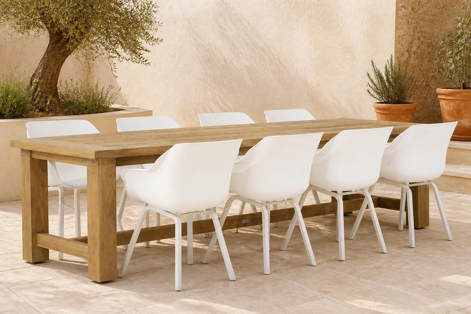 Sfeerfoto van Hartman Sophie element/Fourmile 300 cm dining tuinset 9-delig – Wit
