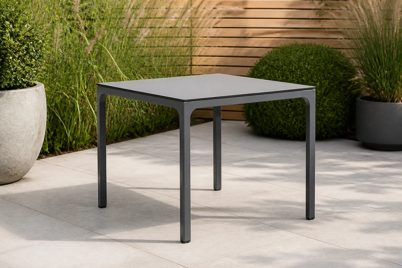 Sfeerfoto van Lifestyle Garden Furniture Cesar dining tuintafel 90 x 90 cm – Grijs-antraciet
