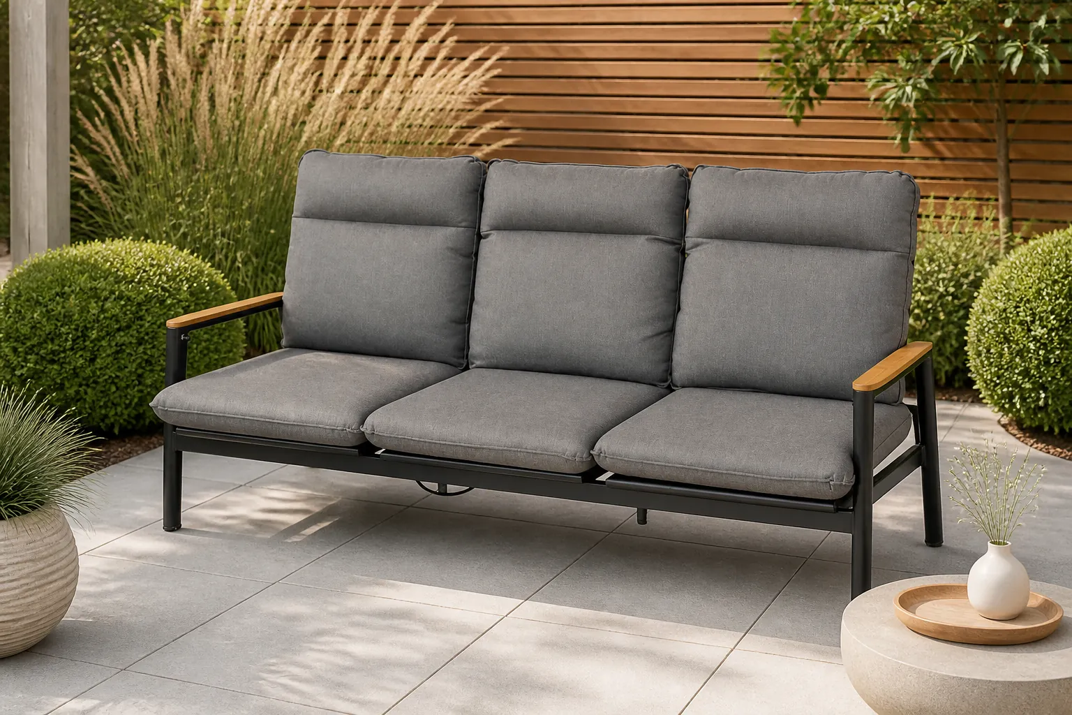 Sfeerfoto van Oosterik home Merino lounge 3-zitsbank midnight grey – grijs