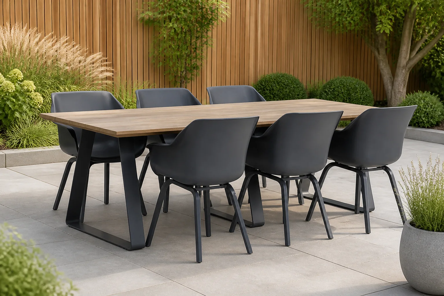 Sfeerfoto van Hartman Sophie element/Palta 240 cm dining tuinset 7-delig – Grijs-antraciet