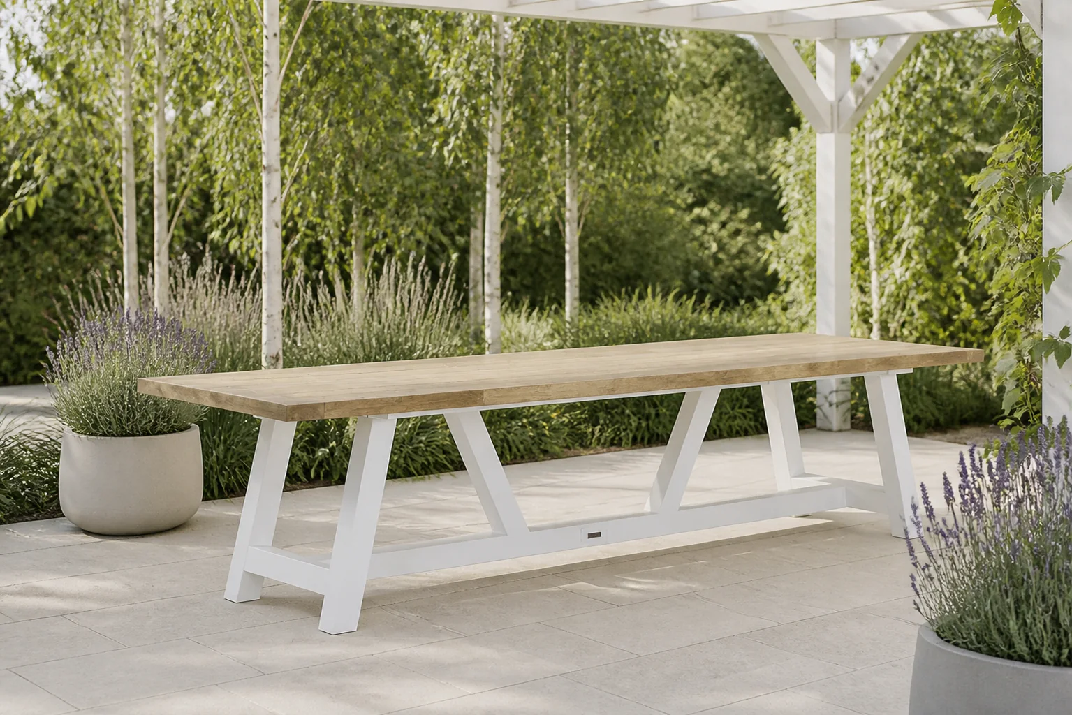 Sfeerfoto van Lifestyle Garden Furniture Florence dining tuintafel 330 x 100 cm – Wit