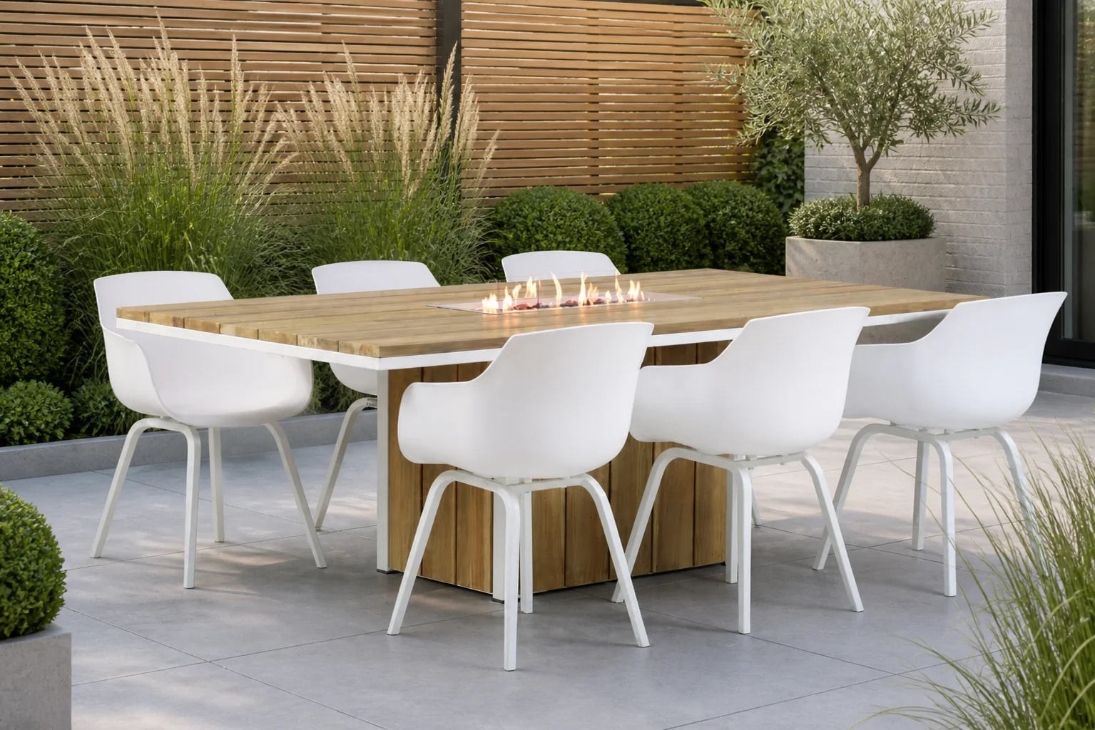 Sfeerfoto van Lifestyle Garden Furniture Salina/Seaside 220 cm dining tuinset 7-delig – Wit