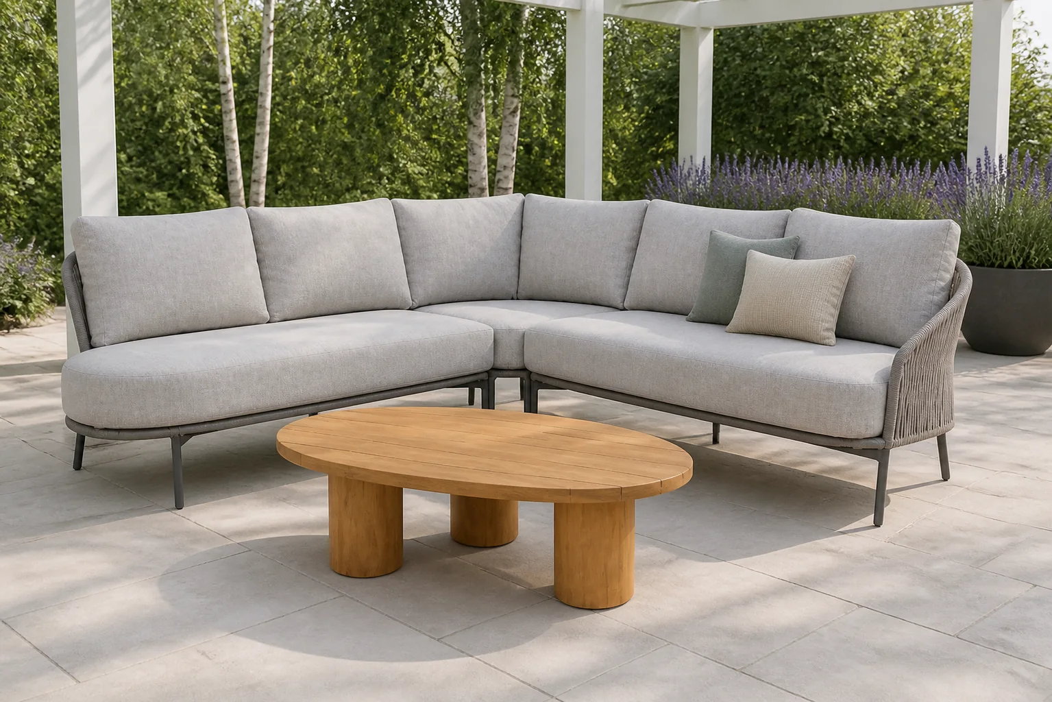 Sfeerfoto van 4 Seasons Outdoor Florence/Riah 135 cm hoek loungeset 4-delig – Transparant