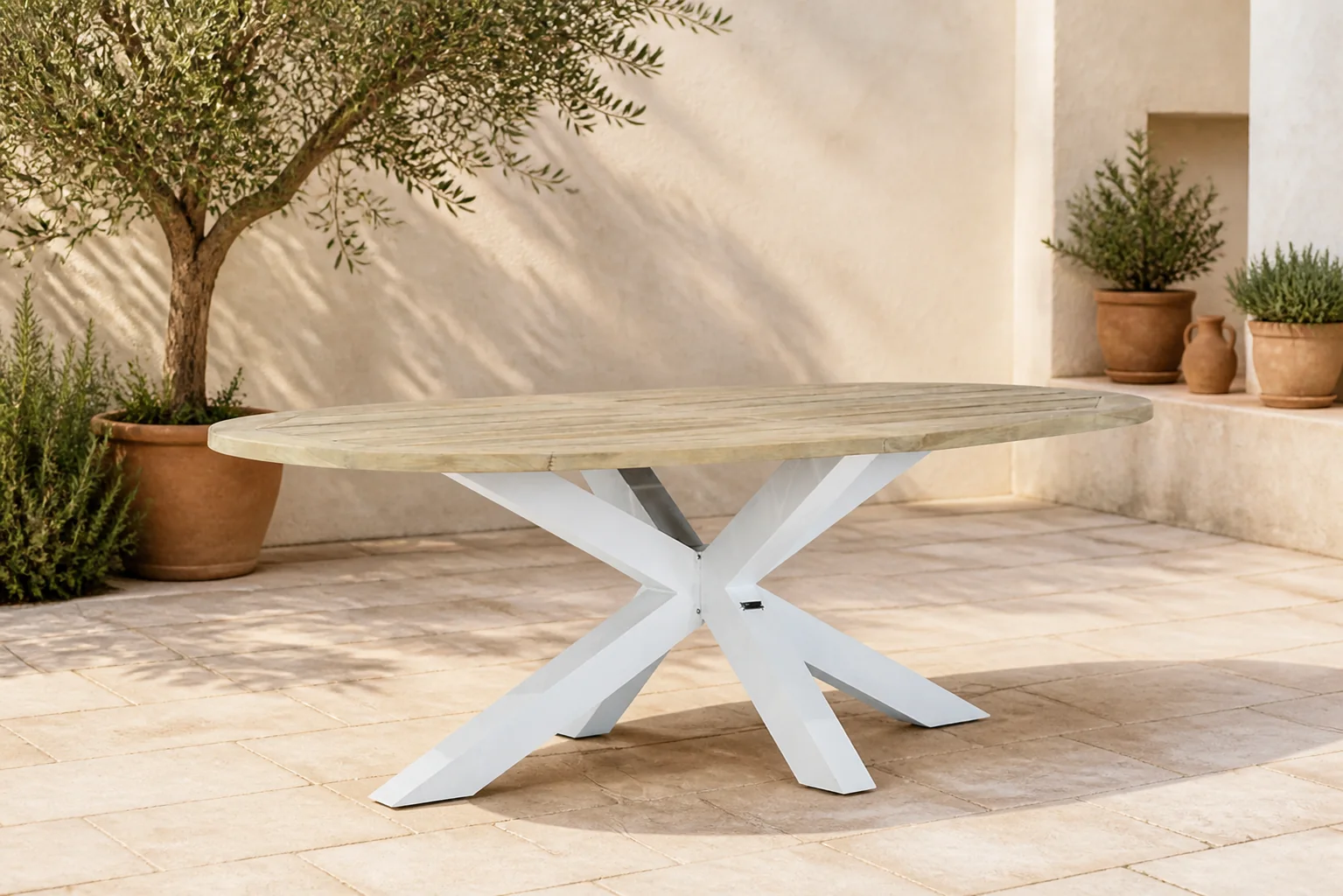 Sfeerfoto van Lifestyle Garden Furniture Bradford dining tuintafel ovaal 240 x 120 cm – Old teak greywash