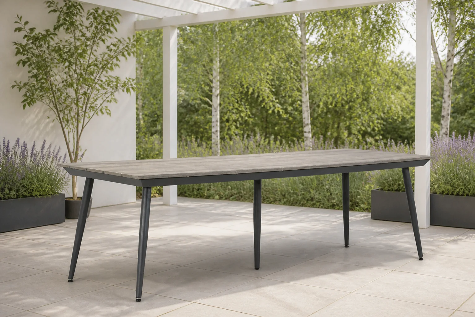 Sfeerfoto van Lifestyle Garden Furniture Matale dining tuintafel 240 x 92 cm – Grijs-antraciet