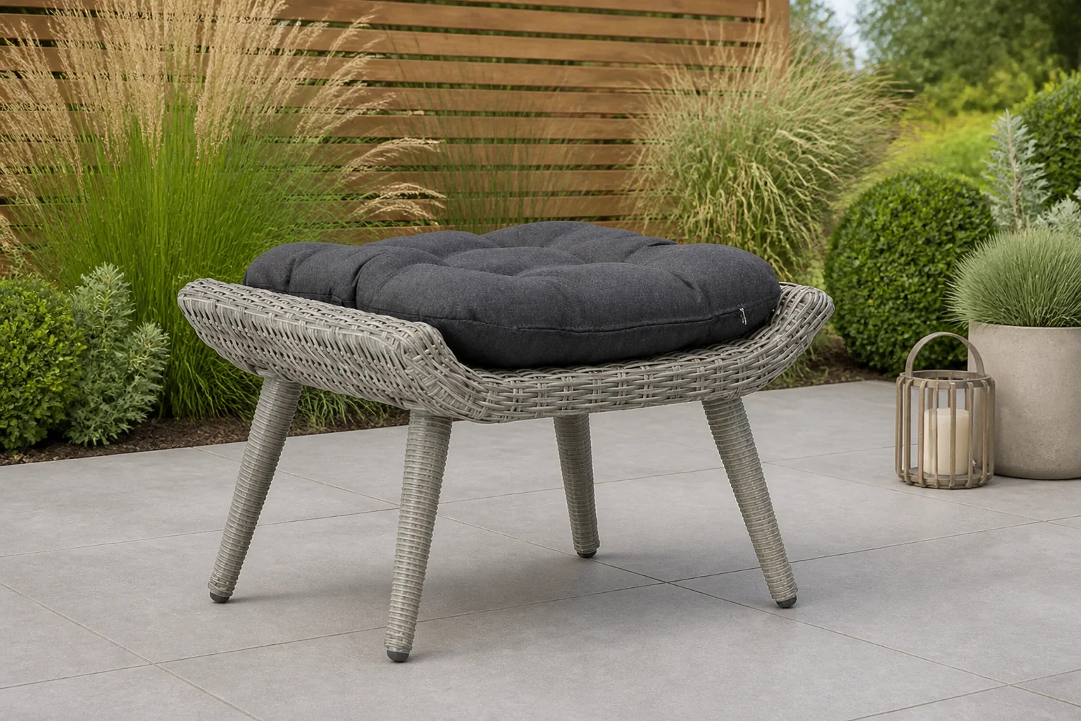 Sfeerfoto van Garden Collections Dover lounge voetenbank – Grijs-antraciet