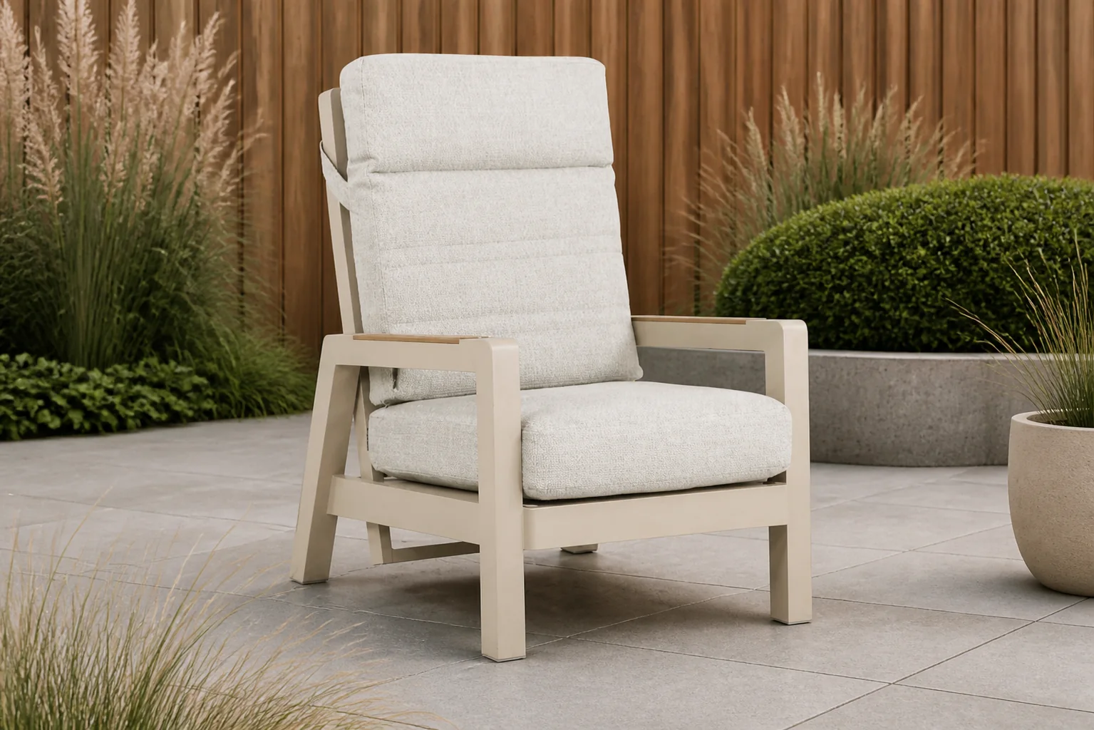 Sfeerfoto van Lifestyle Garden Furniture Evora lounge tuinstoel verstelbaar – Taupe-naturel-bruin