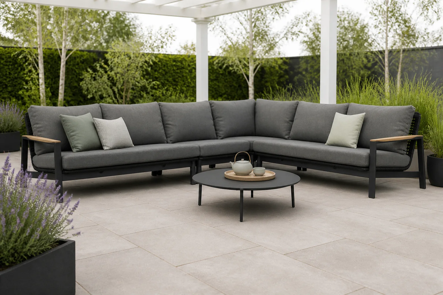 Sfeerfoto van Coco Ralph/Pacific 100 cm hoek loungeset 5-delig – Grijs-antraciet