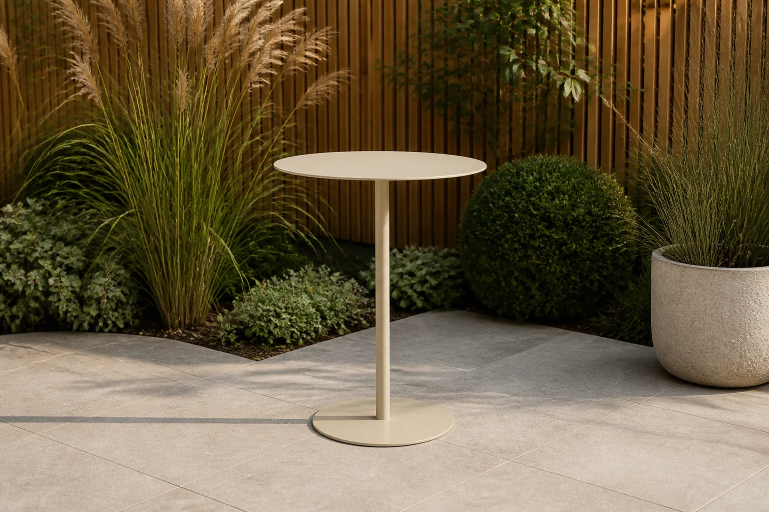 Sfeerfoto van Zuiver Snow Bistrotafel Rond 57 cm Metaal Beige