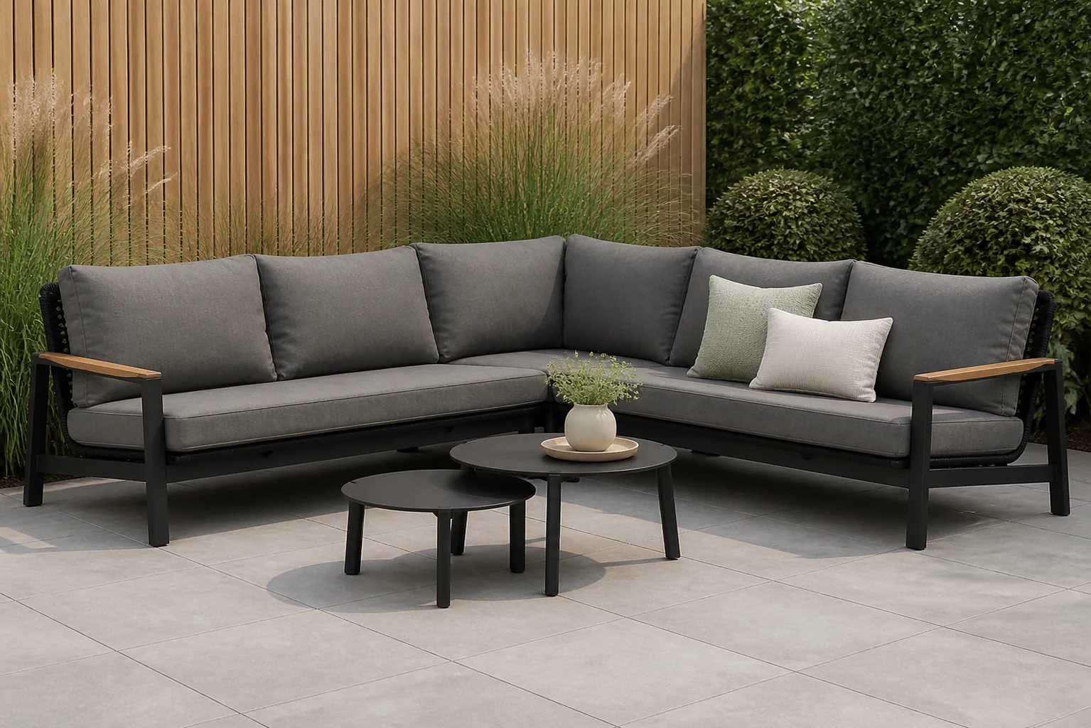 Sfeerfoto van Coco Ralph/Rimini 60/75 cm hoek loungeset 5-delig – Grijs-antraciet
