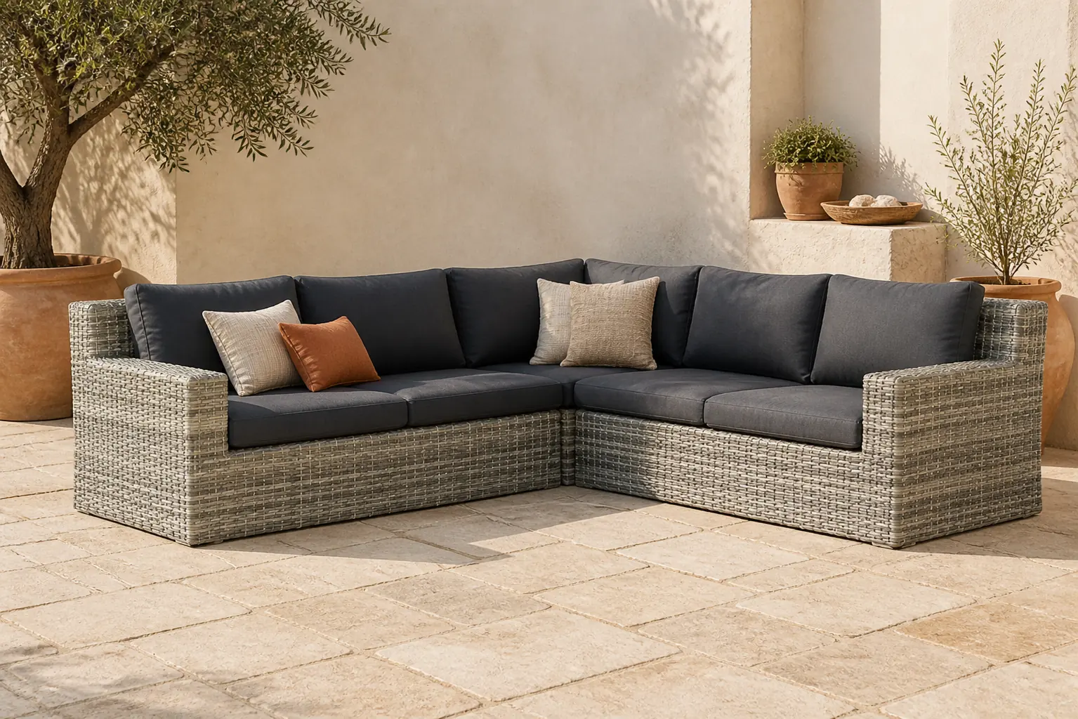 Sfeerfoto van Garden Collections Amico hoek loungeset 3-delig – Grijs-antraciet