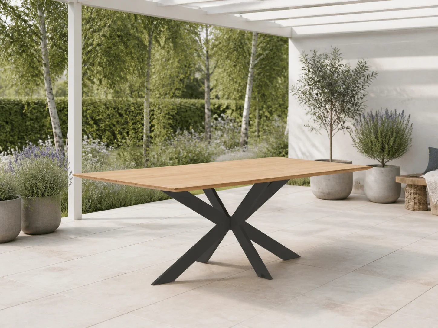 Sfeerfoto van Bellagio tuinmeubelen Furato dining tuintafel 180x106cm – Bruin