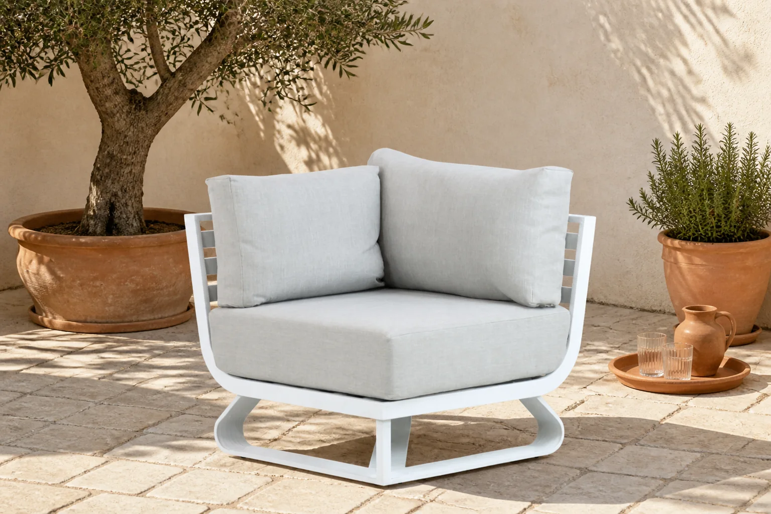 Sfeerfoto van Santika Furniture Sovita hoek module – Wit